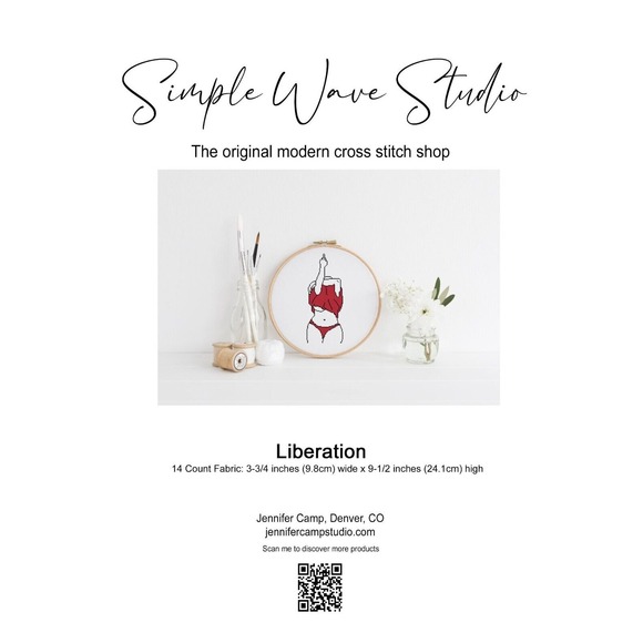 Simple Wave Studio Other - Subversive Middle‎ Finger Female Women Feminine - Cross Stitch Pattern Kit